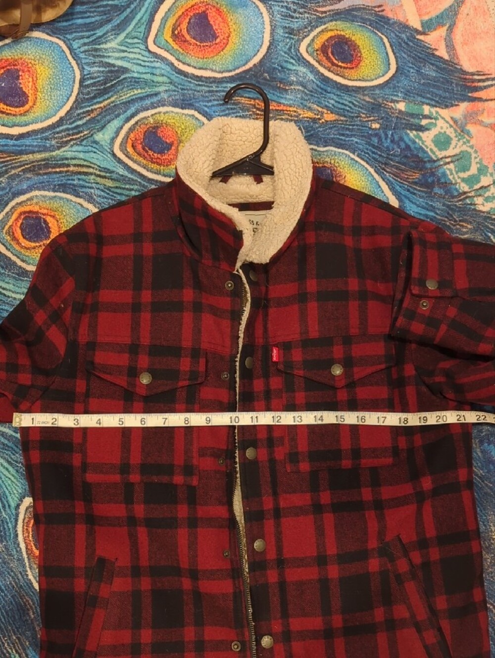 Levi's Red and Black Plaid Sherpa Jacket - Men's - Size Small - Picture 8 of 10